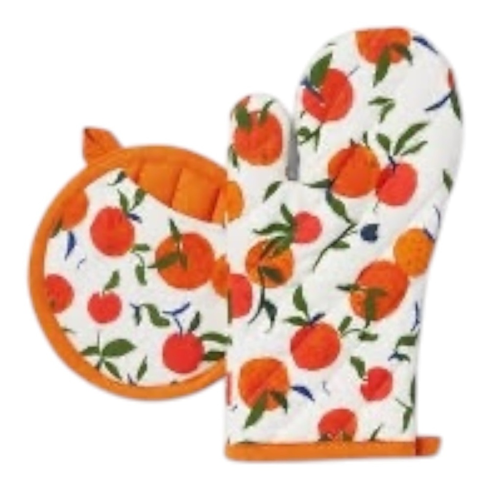 Opalhouse Citrus Orange Kitchen Towel Oven Mitt & Potholder Set NWT